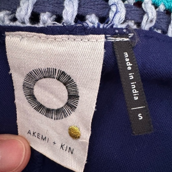 Akemi + Kin Small navy blue tank shift midi dress with colorful crochet details - Picture 5 of 7